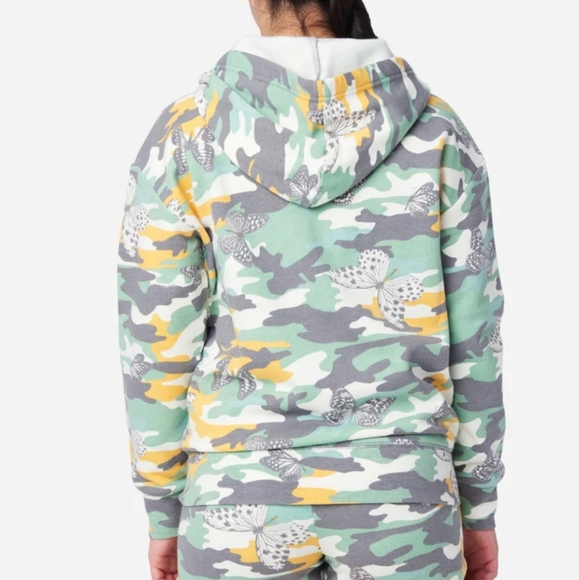 Army Green Patterned Zip-Up Hoddie - Picture 2 of 3